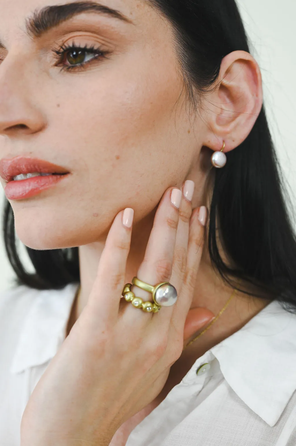 18 Karat Gold Pink Baroque Freshwater Pearl Ring
