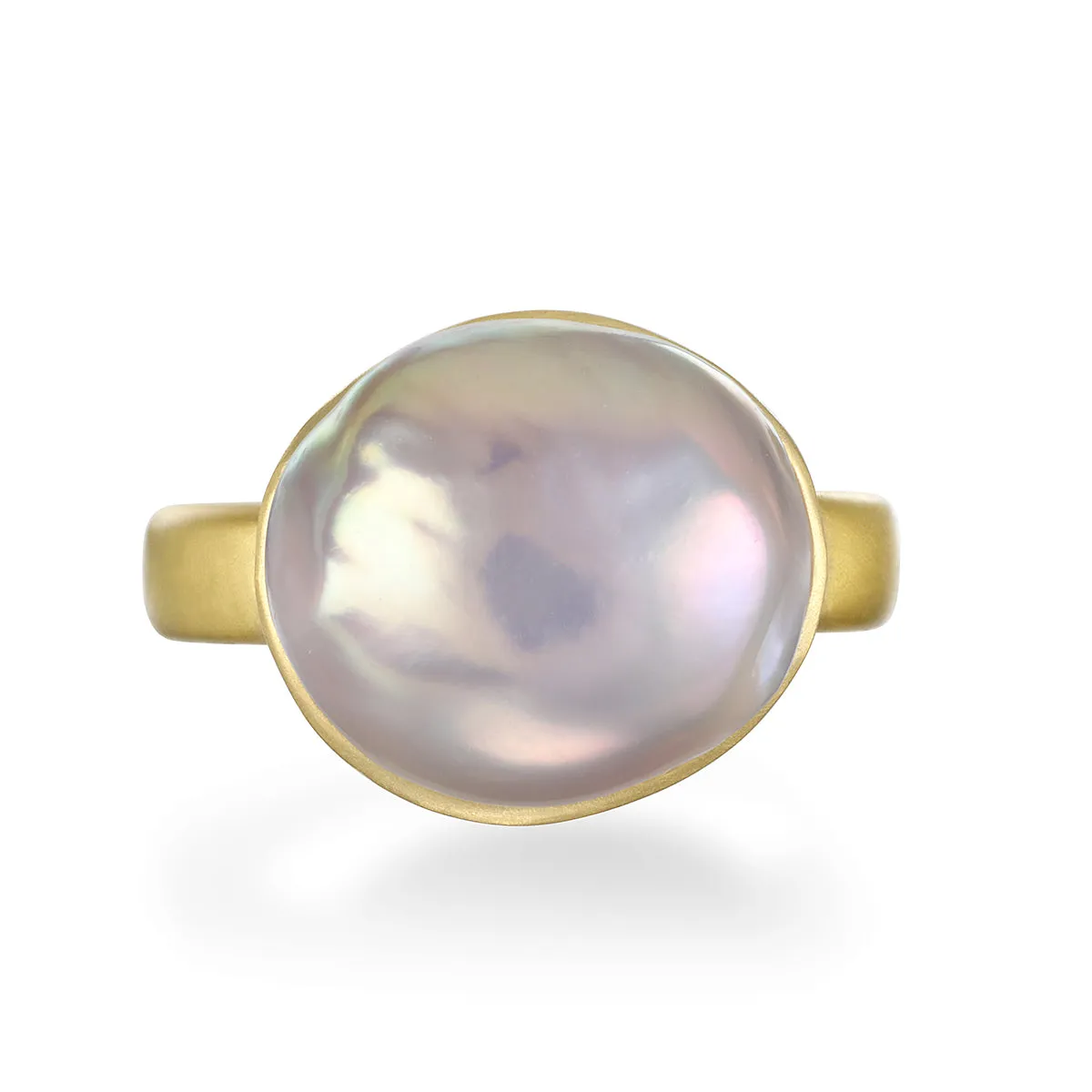 18 Karat Gold Pink Baroque Freshwater Pearl Ring