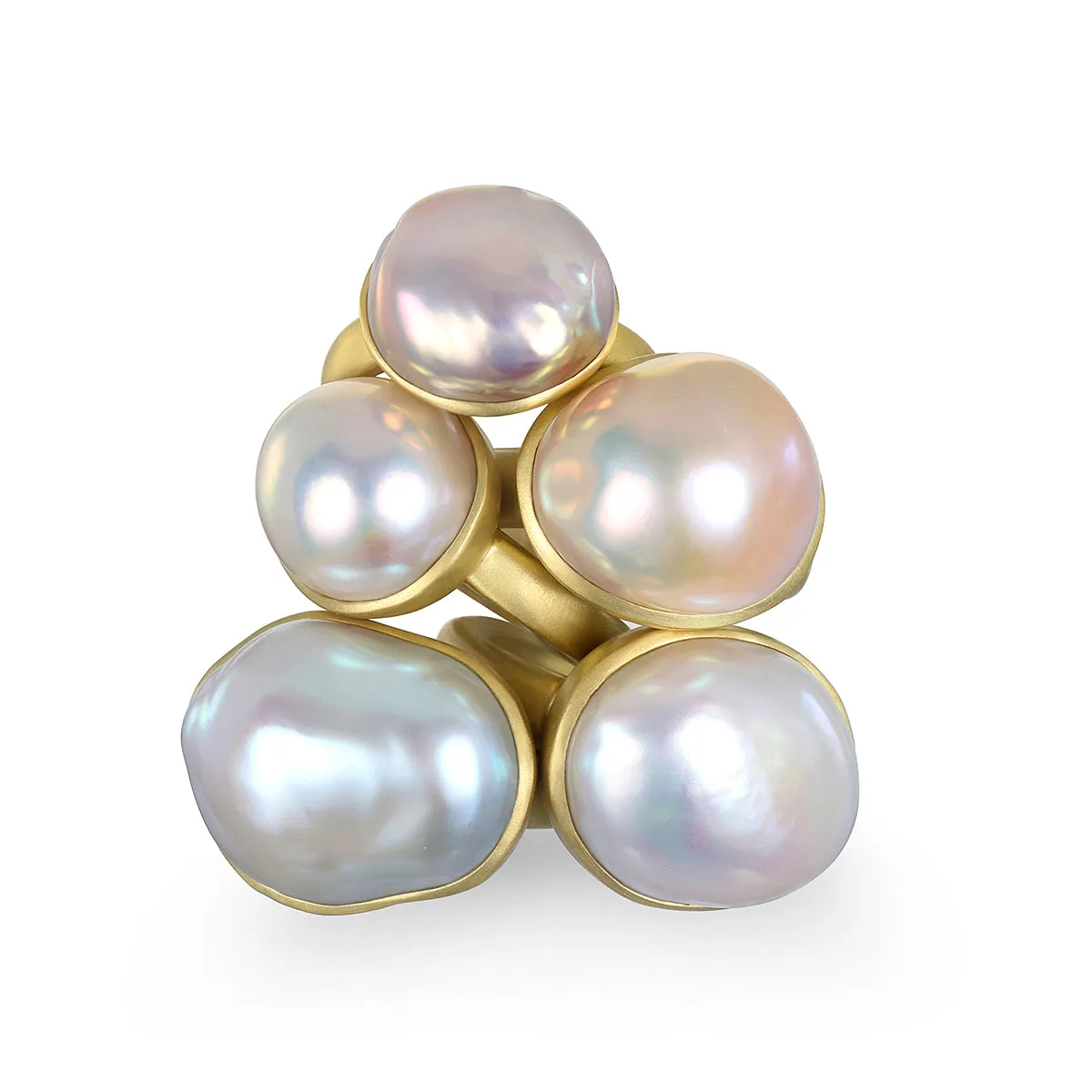 18 Karat Gold Pink Baroque Freshwater Pearl Ring
