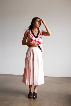 1980s Blush Pleated Midi Skirt