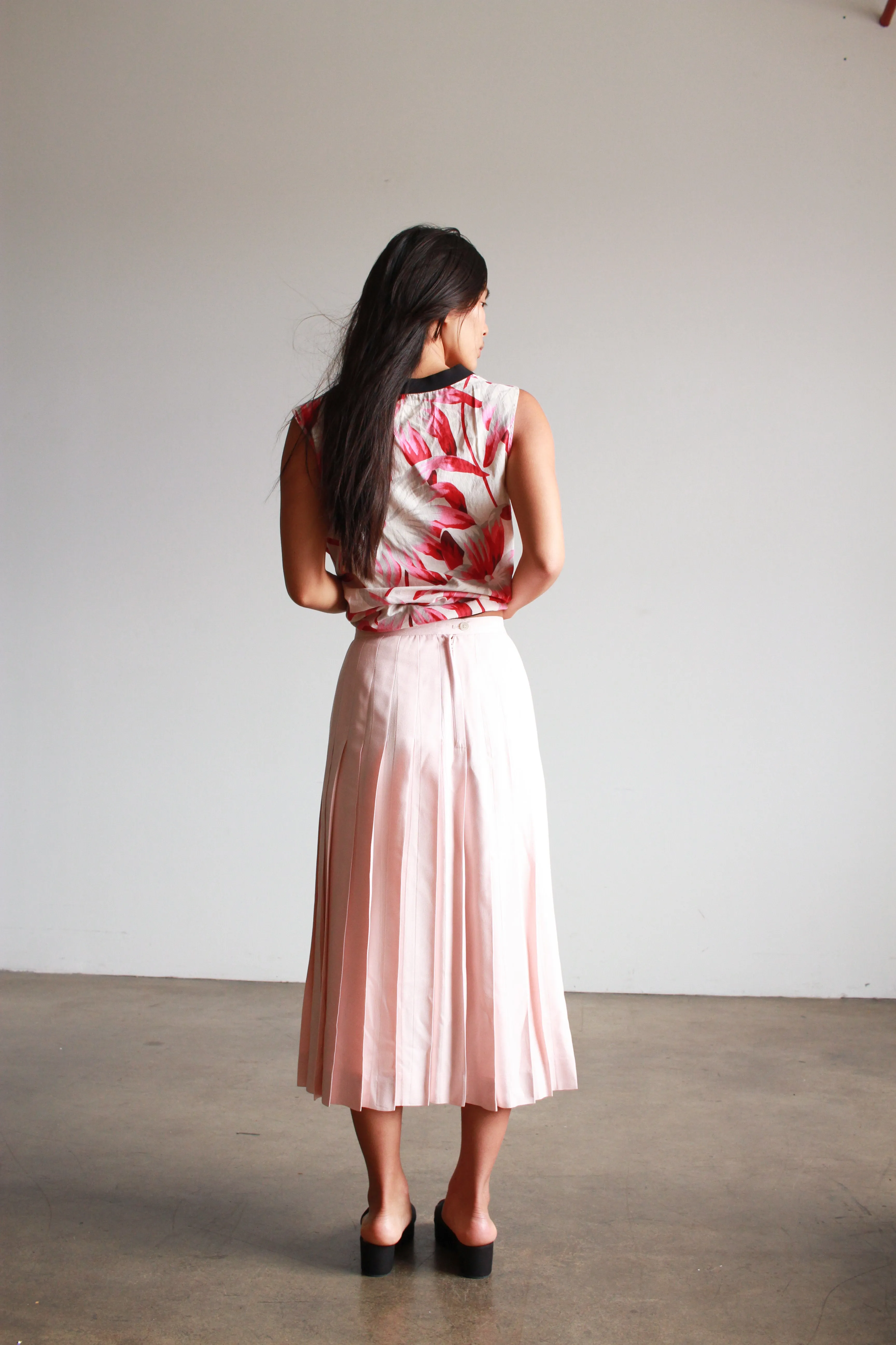 1980s Blush Pleated Midi Skirt