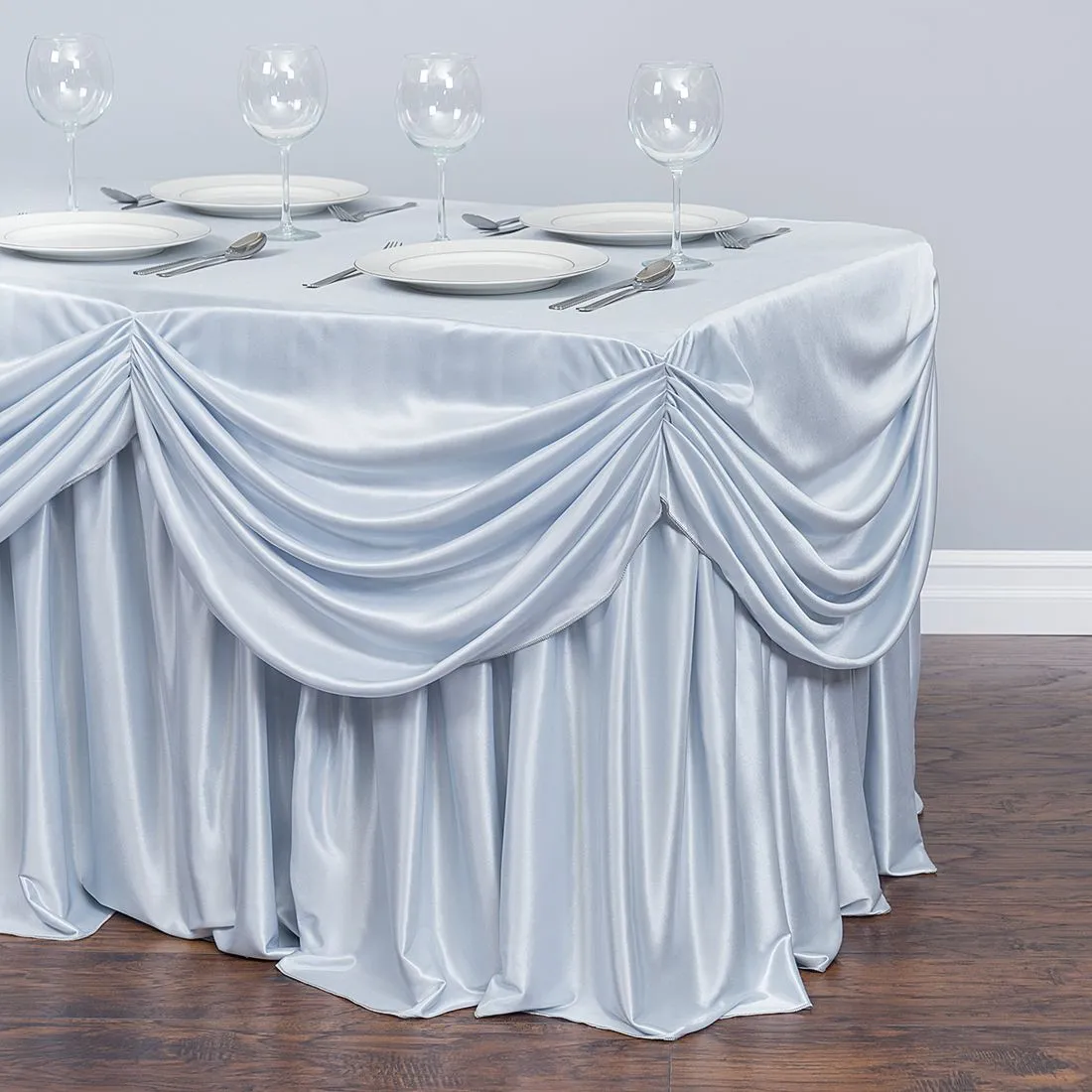 4 ft. Drape Chiffon All-In-1 Tablecloth/Pleated Skirt (8 colors)