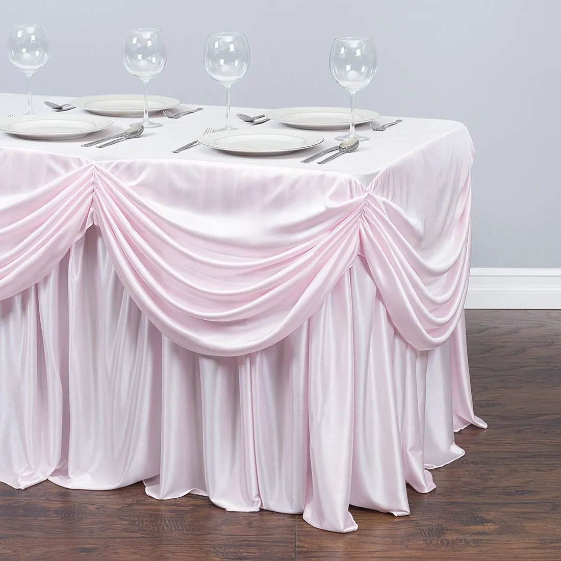 4 ft. Drape Chiffon All-In-1 Tablecloth/Pleated Skirt (8 colors)