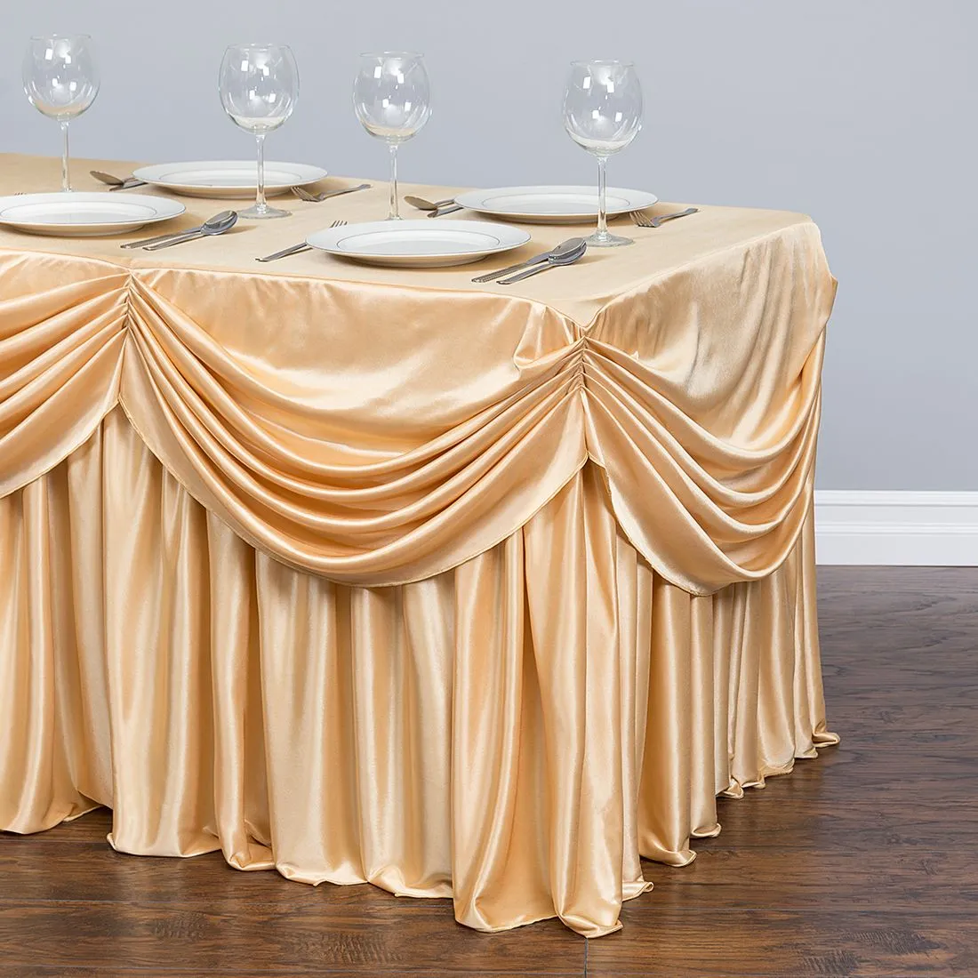 4 ft. Drape Chiffon All-In-1 Tablecloth/Pleated Skirt (8 colors)