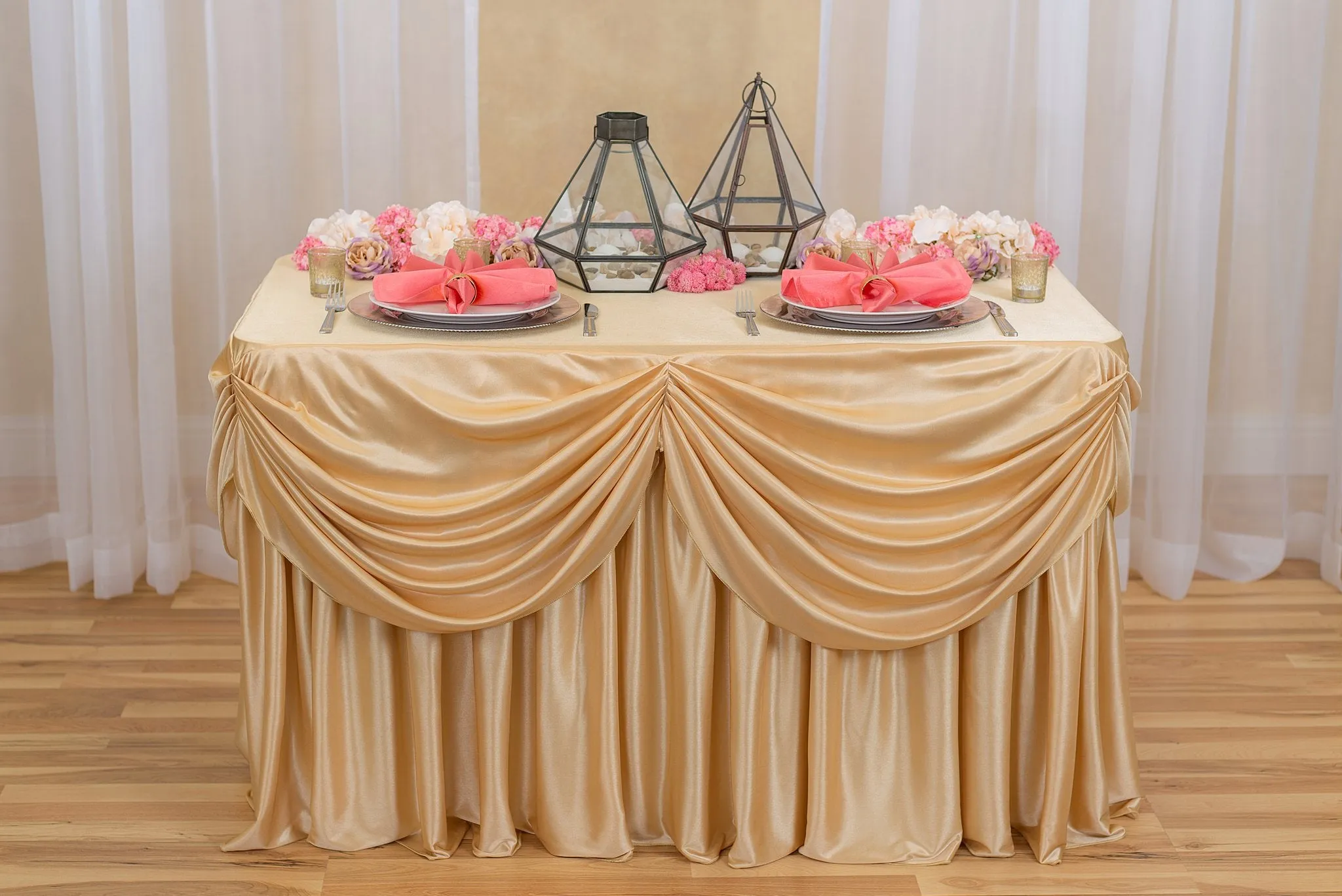 4 ft. Drape Chiffon All-In-1 Tablecloth/Pleated Skirt (8 colors)