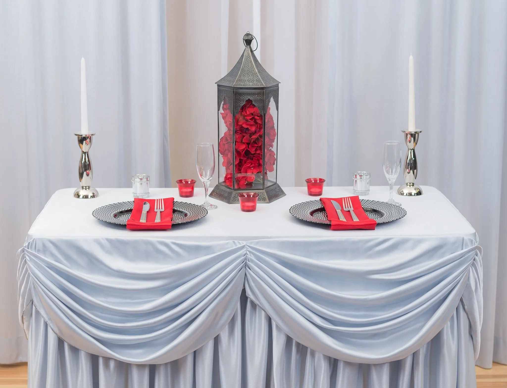 4 ft. Drape Chiffon All-In-1 Tablecloth/Pleated Skirt (8 colors)