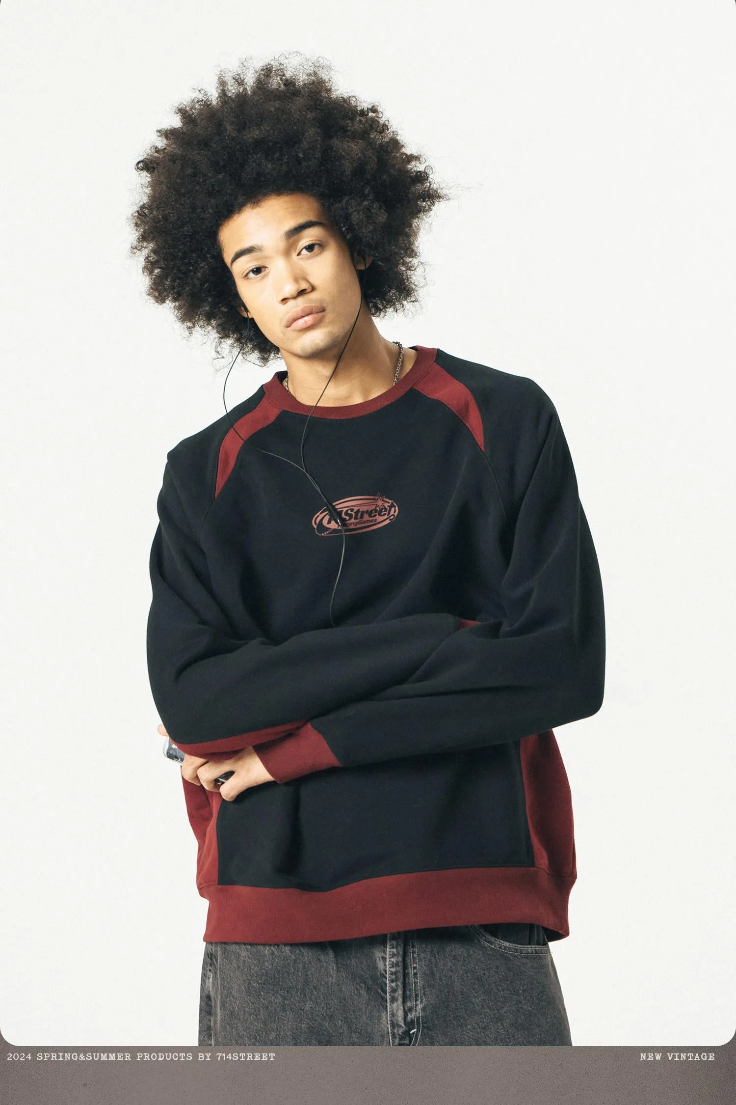 714STREET プリントラグランスリーブTシャツ 714ST006