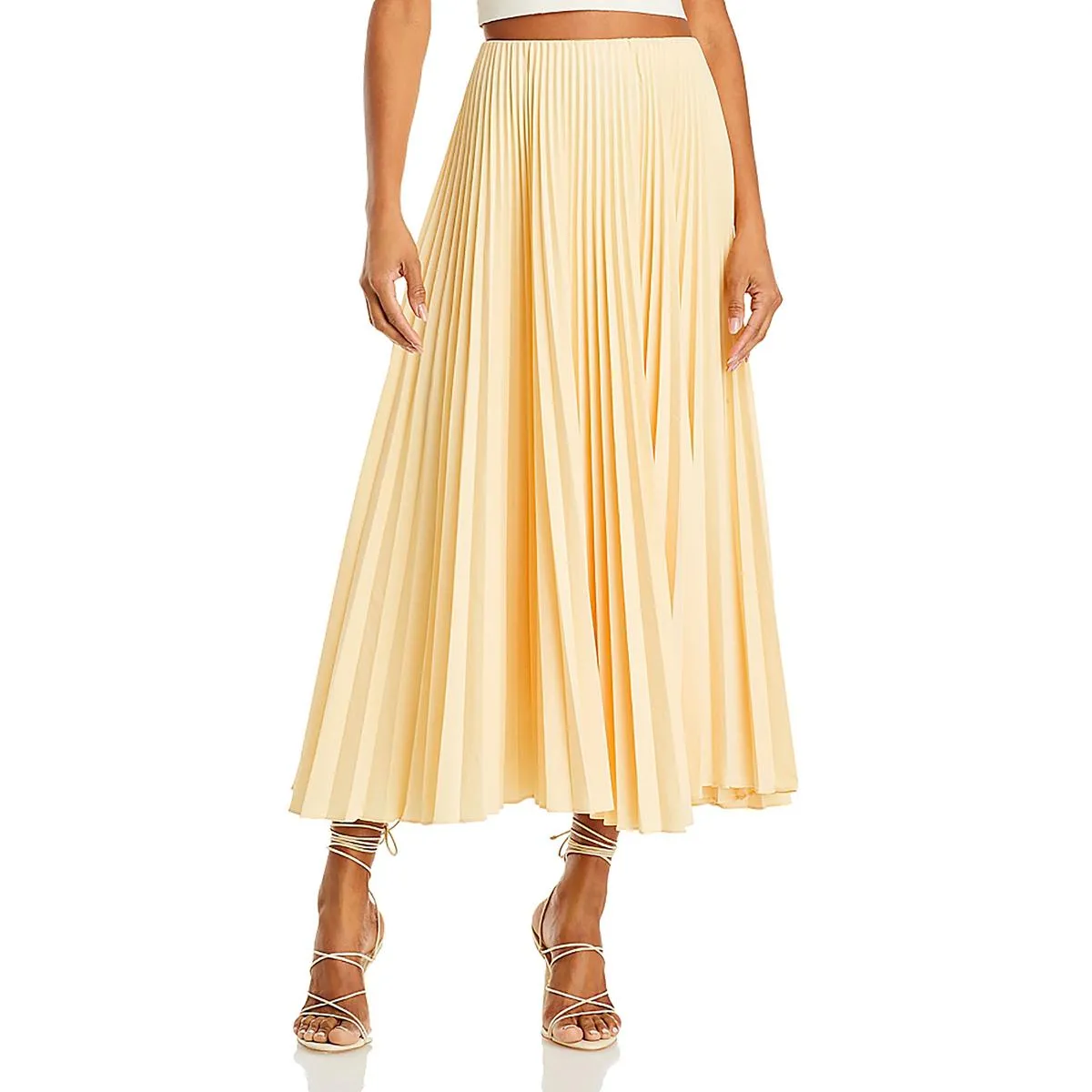 A.L.C. Womens High Rise Midi Pleated Skirt