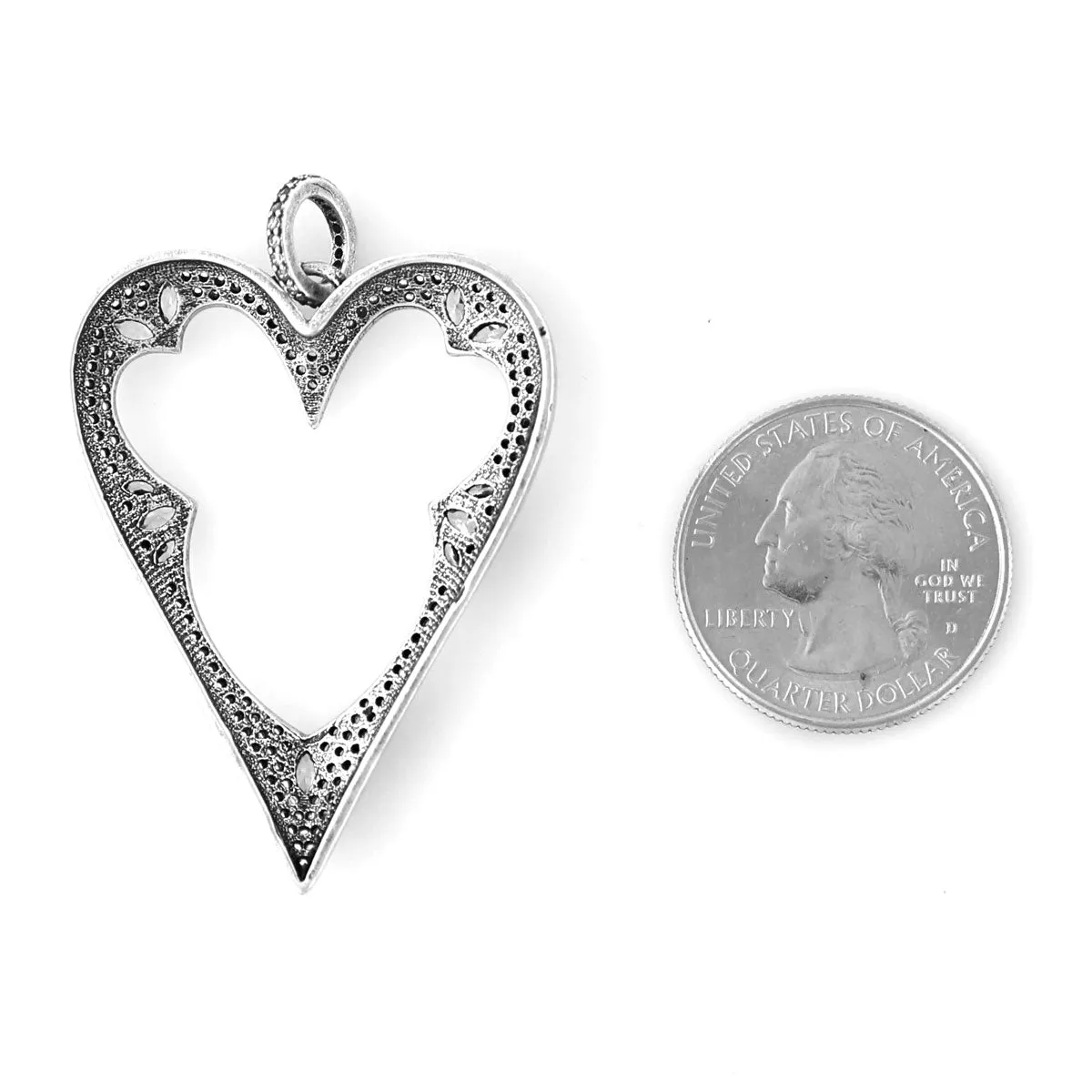 Art Deco Open CZ Heart Pendant