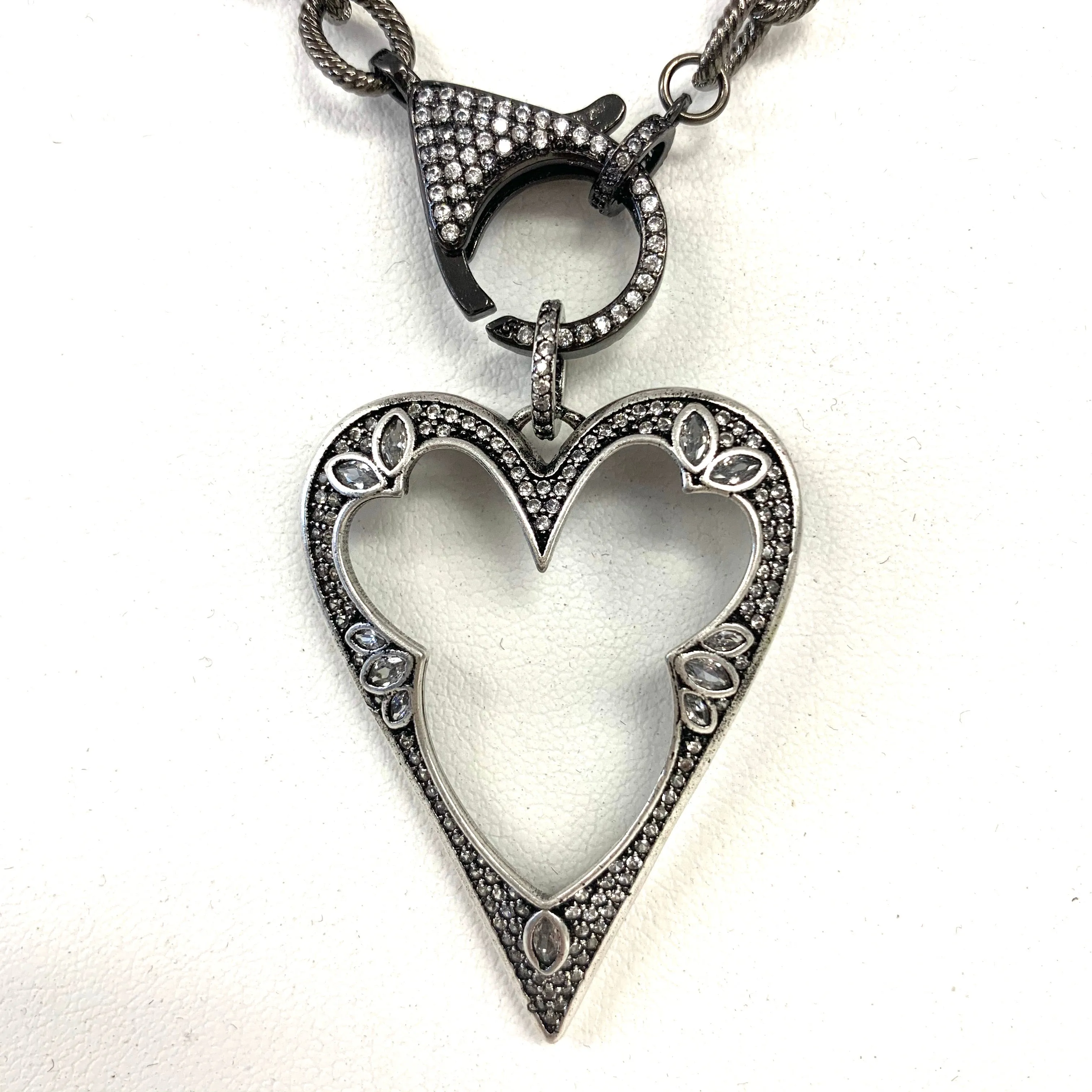 Art Deco Open CZ Heart Pendant