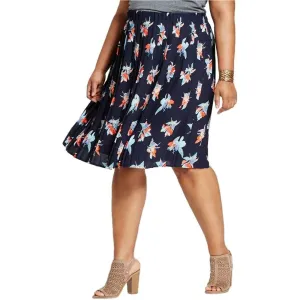 Ava & Viv Women's Plus Size Pleated Midi Skirt Navy 3X