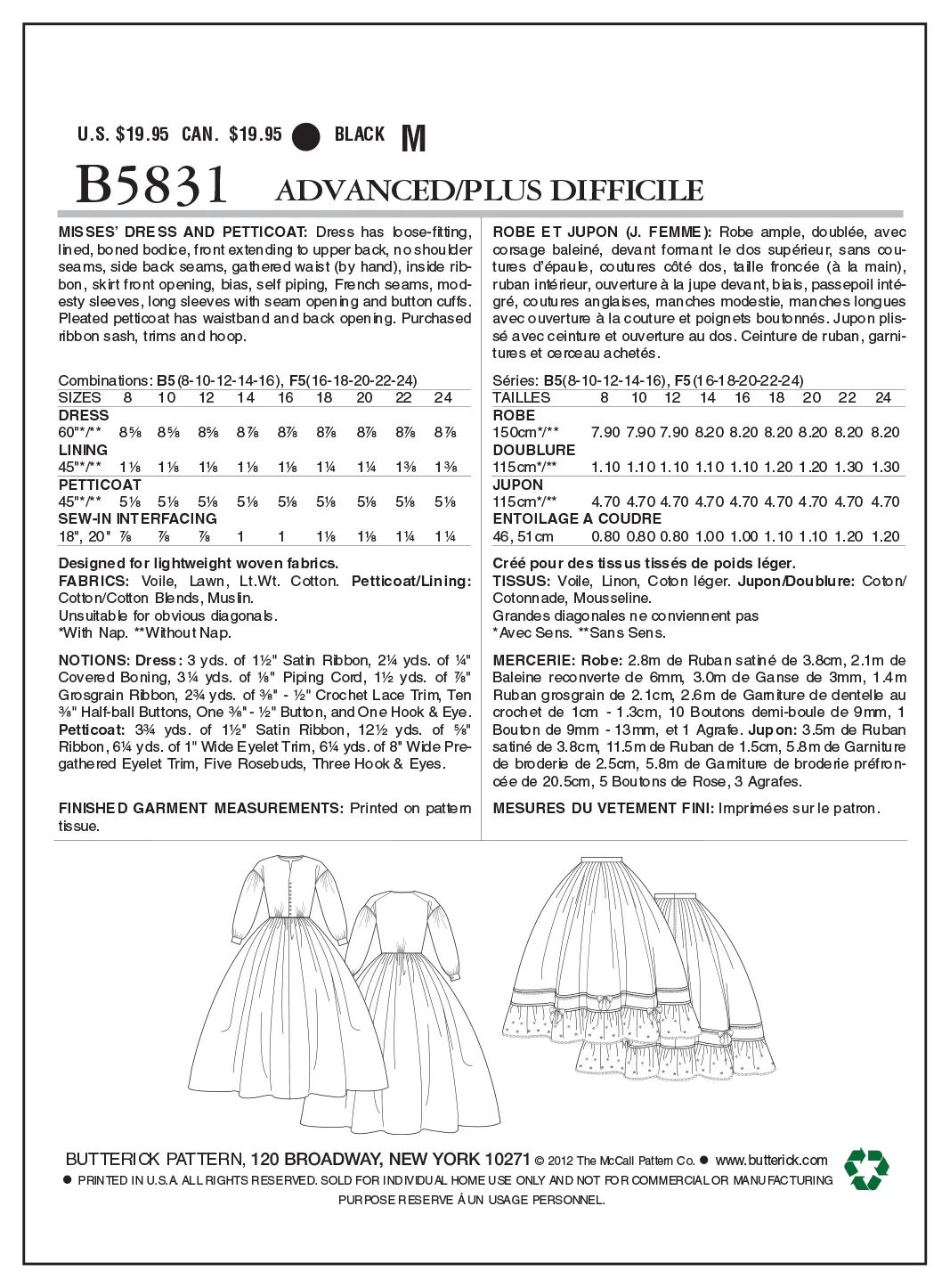 B5831 Misses' Dress