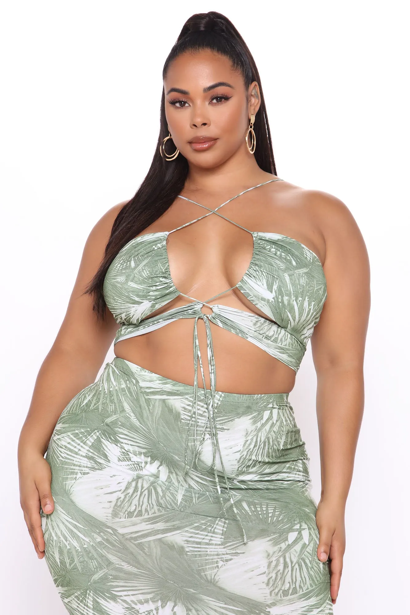 Bahama Mama Tropical Skirt Set - Olive/combo