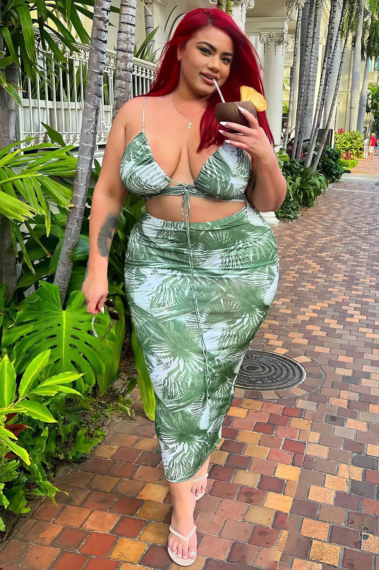 Bahama Mama Tropical Skirt Set - Olive/combo