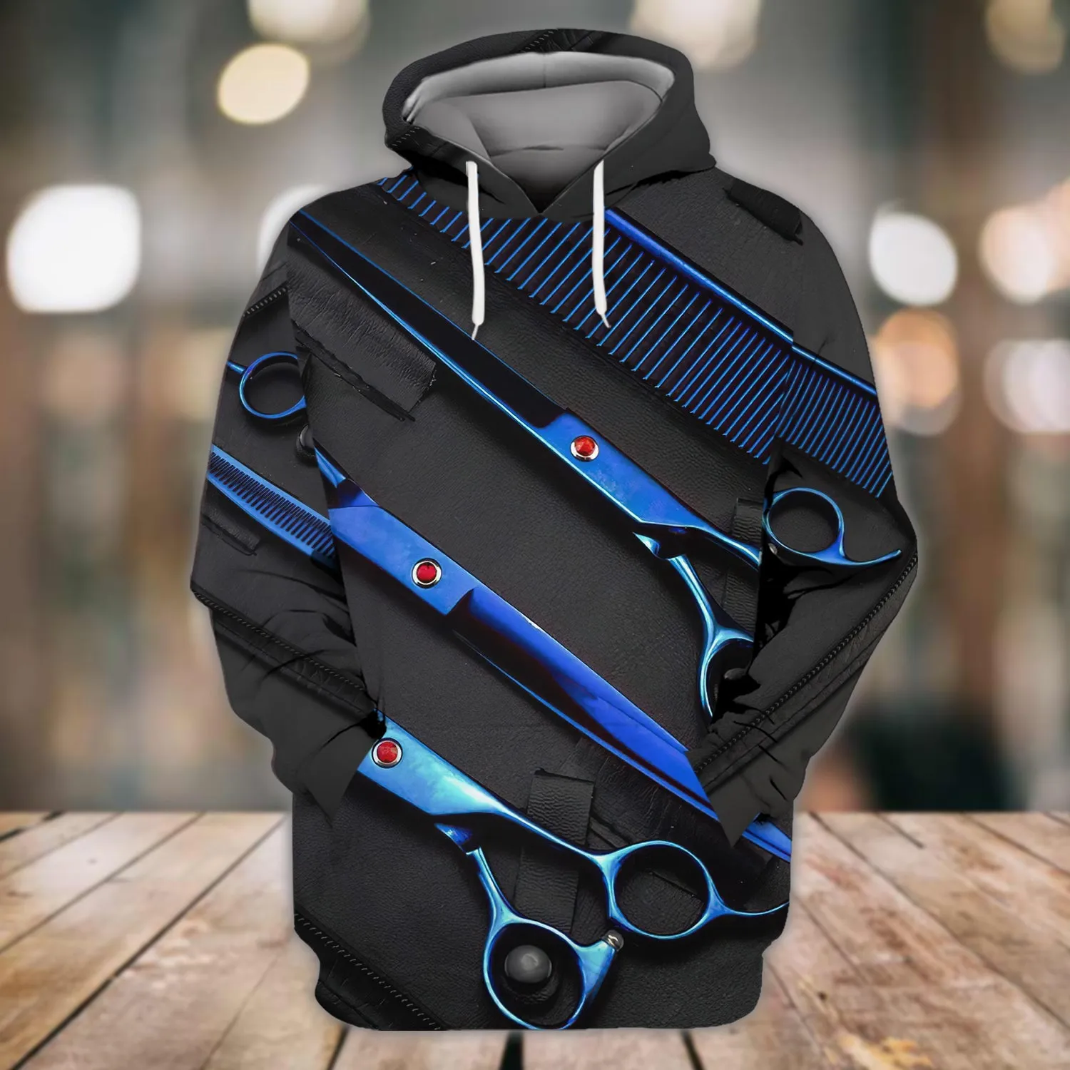 Barber Full Print Blue 3D Sweatshirt Zip Hoodie, Barber Shirt, Christmas Gift