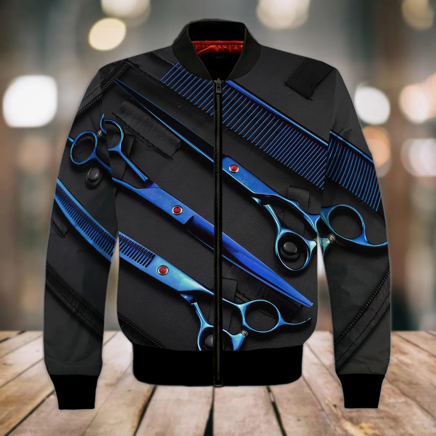 Barber Full Print Blue 3D Sweatshirt Zip Hoodie, Barber Shirt, Christmas Gift