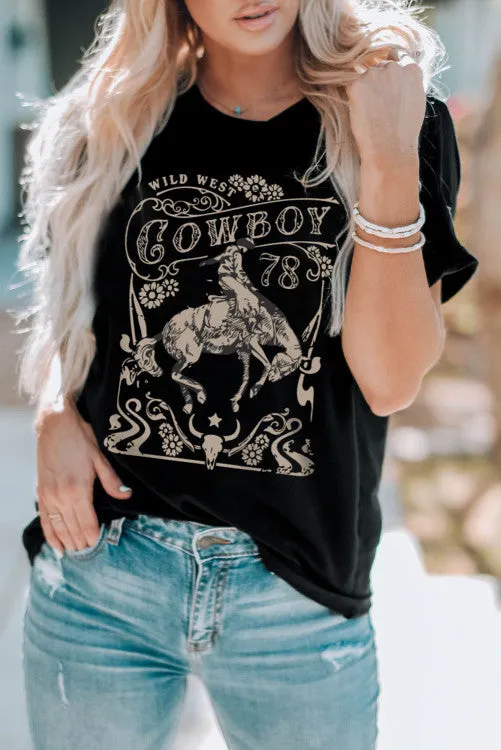Black Western Cowboy Tee