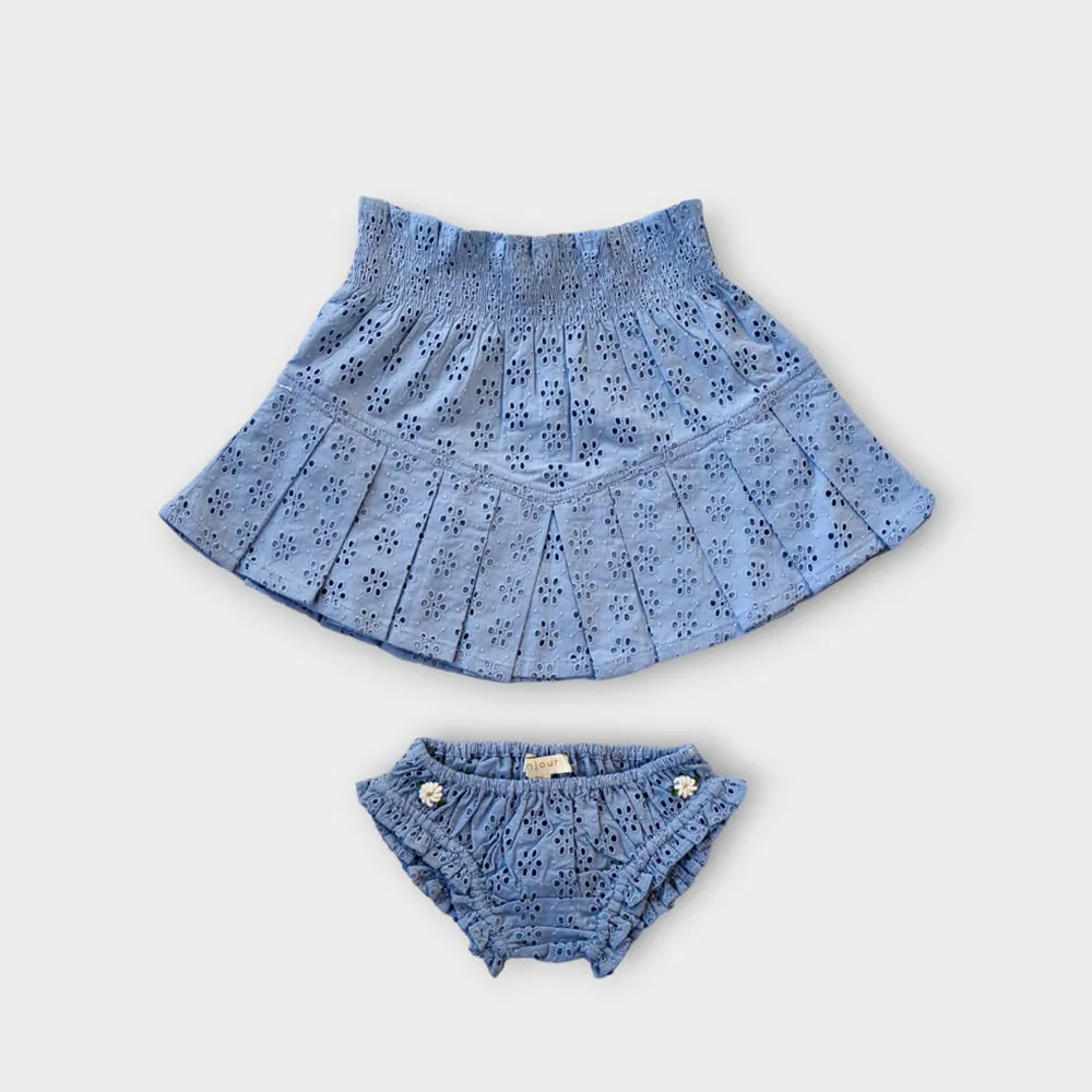 Bonjour Diary :: Skirt & Panty Set Blue Broderie