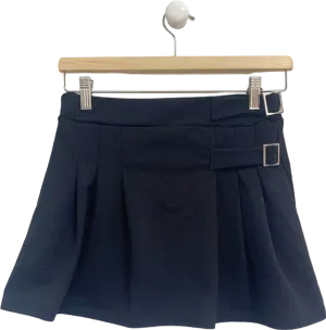 Boohoo Black Crepe Pleated Buckle Detail Tennis Skirt UK 10