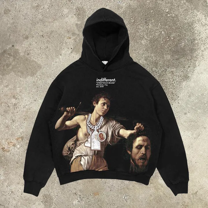 Casual streetwear vintage print hoodie
