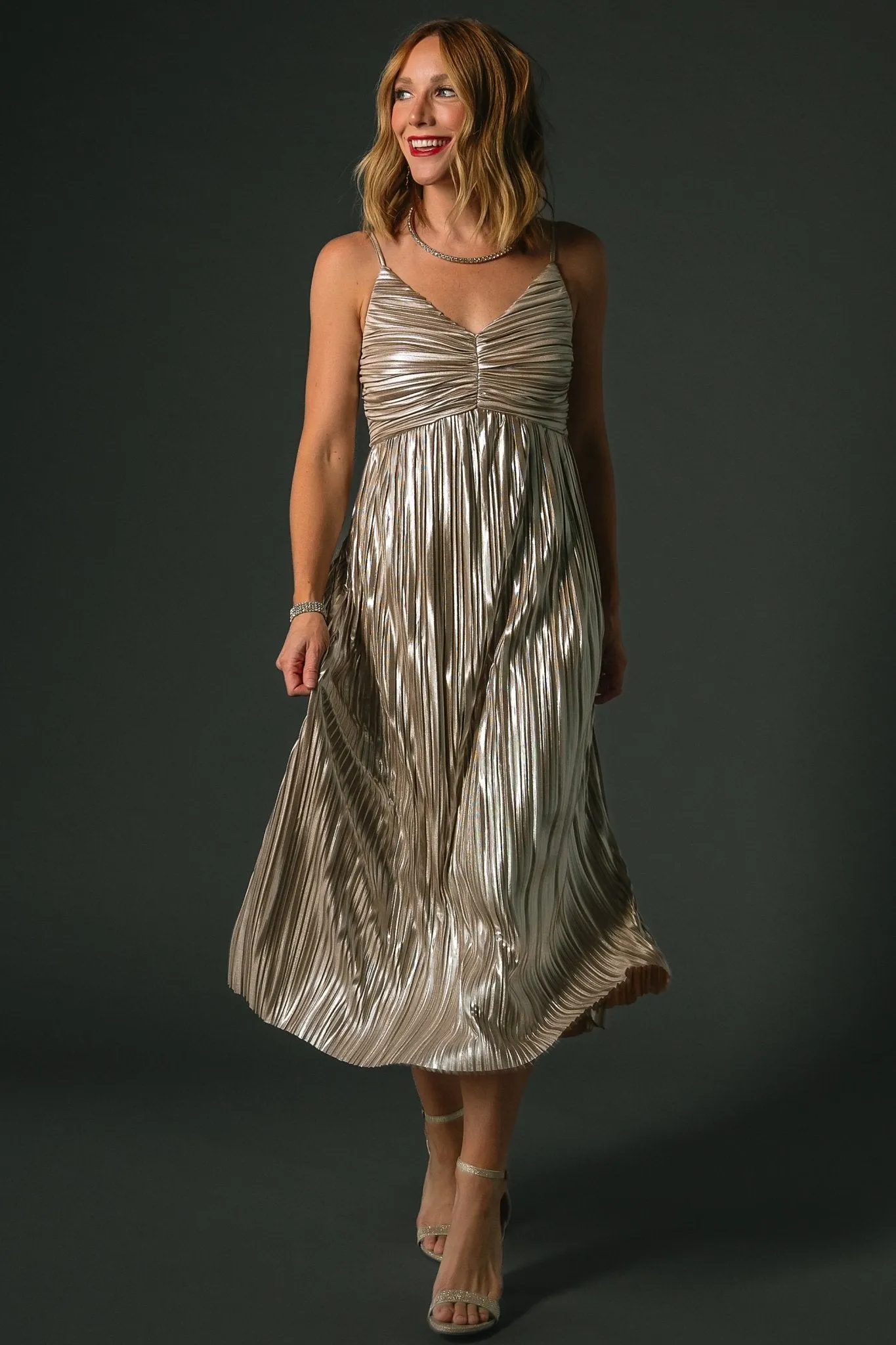 Cecilia Pleated Dress | Champagne