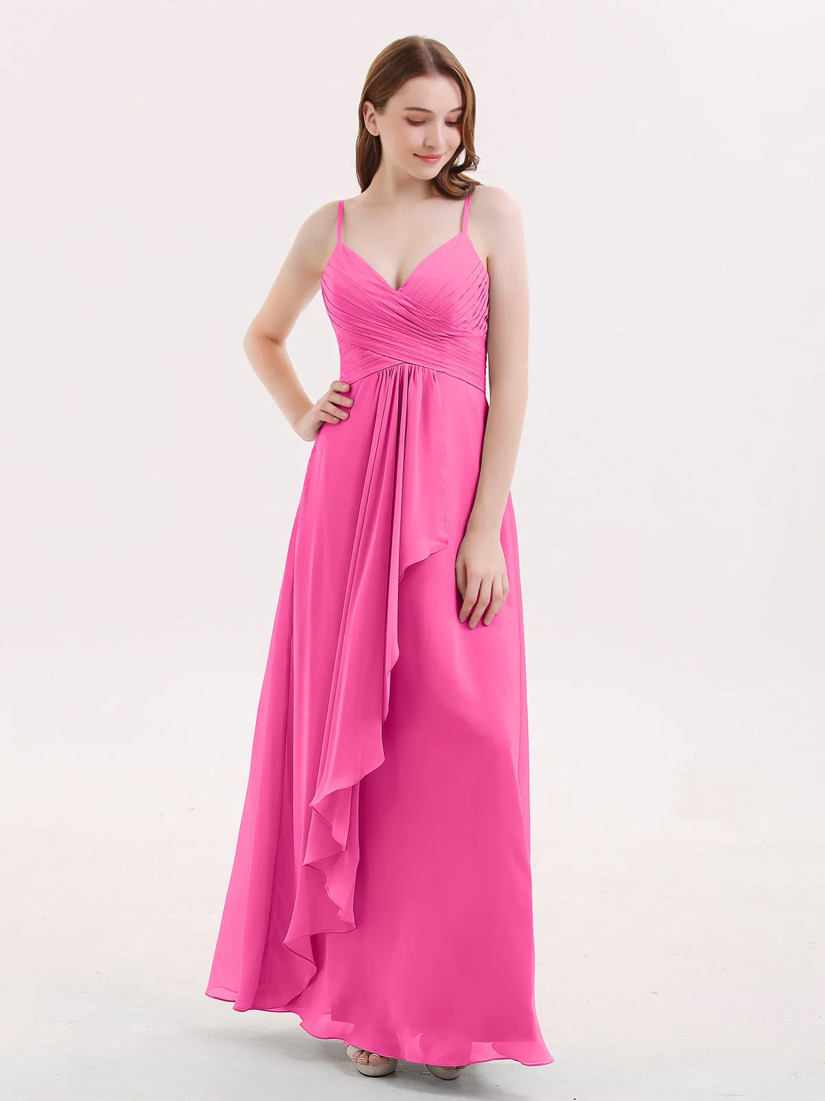 Chiffon Bridesmaid Dresses with Cascade Skirt-Azalea Plus Size