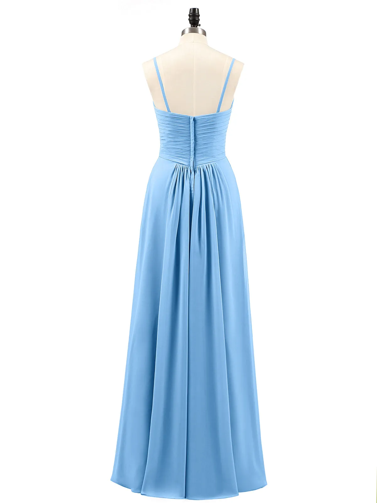 Chiffon Bridesmaid Dresses with Cascade Skirt-Blue Plus Size