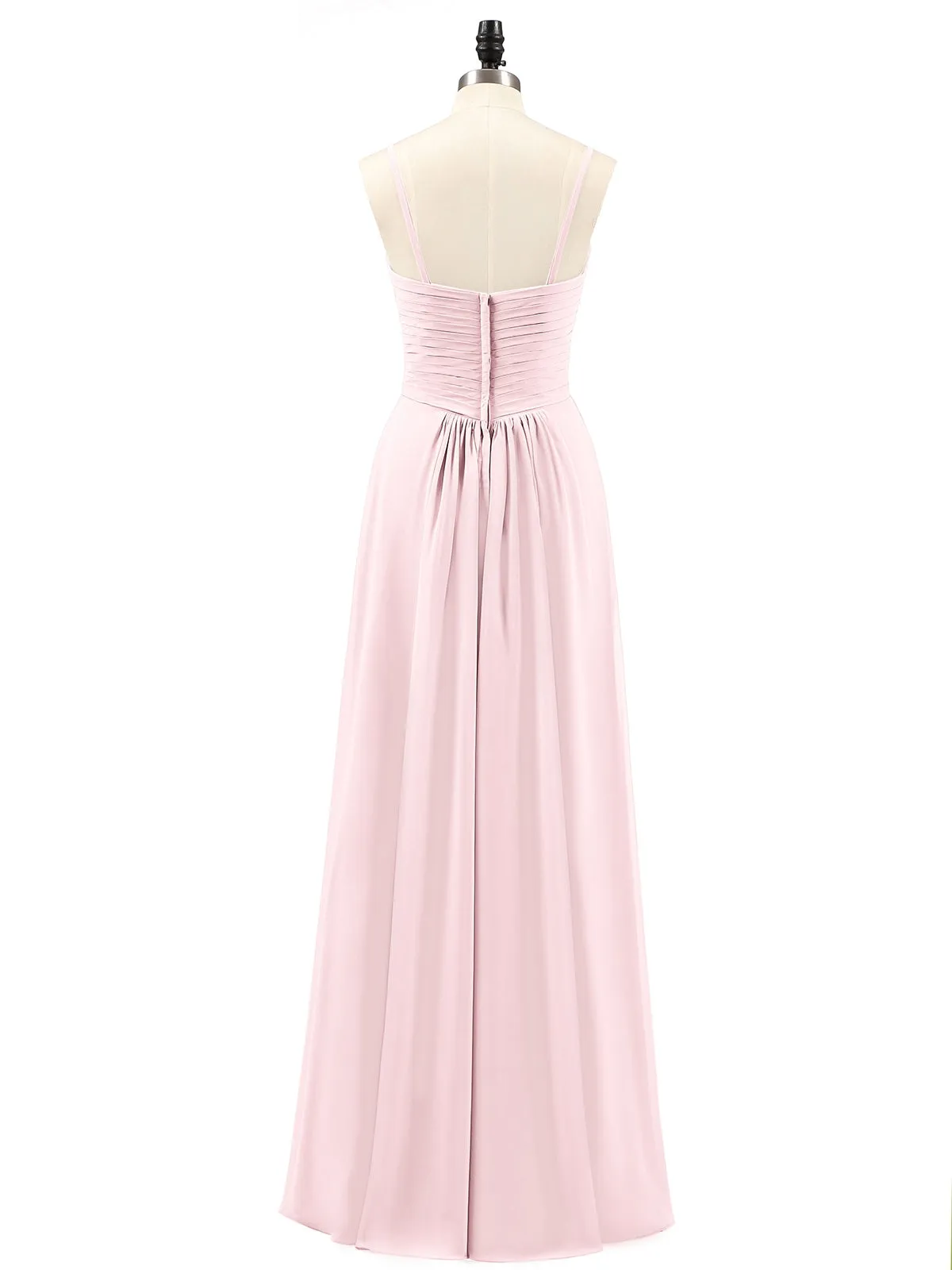 Chiffon Bridesmaid Dresses with Cascade Skirt-Blushing Pink Plus Size