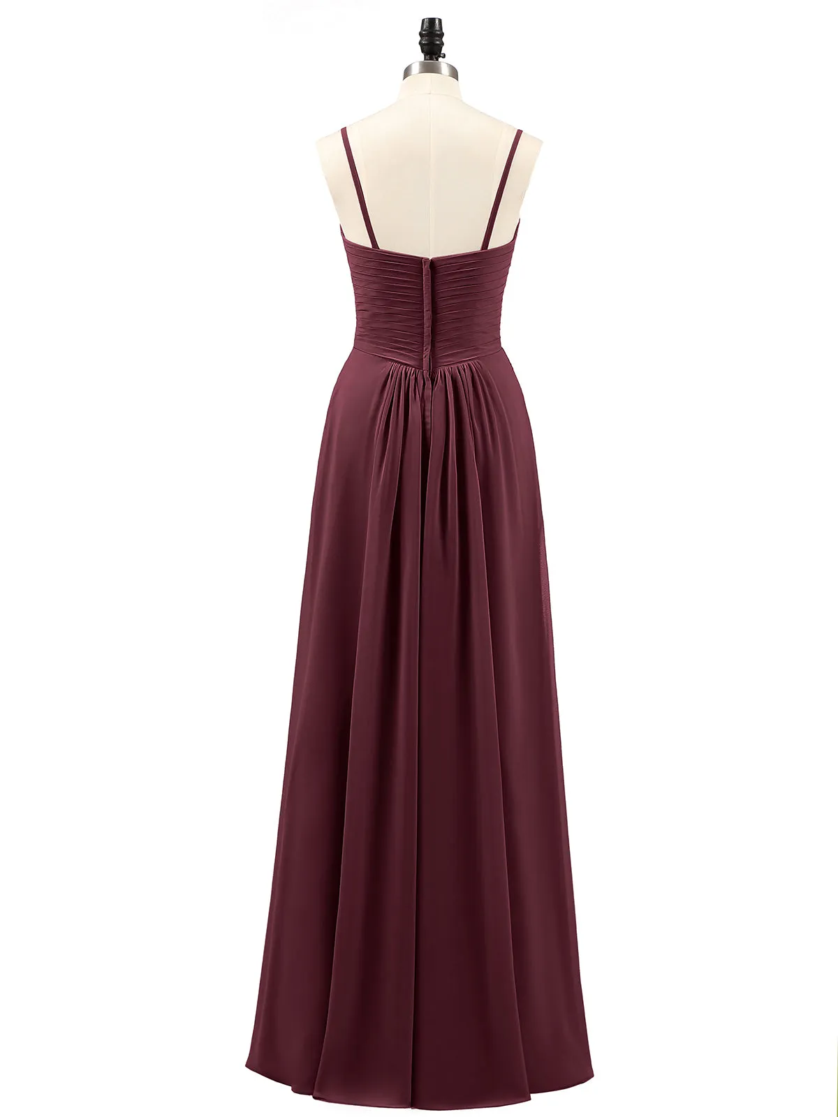 Chiffon Bridesmaid Dresses with Cascade Skirt-Cabernet