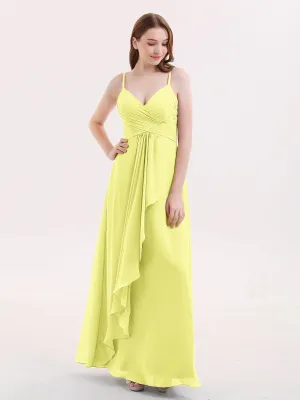 Chiffon Bridesmaid Dresses with Cascade Skirt-Daffodil Plus Size