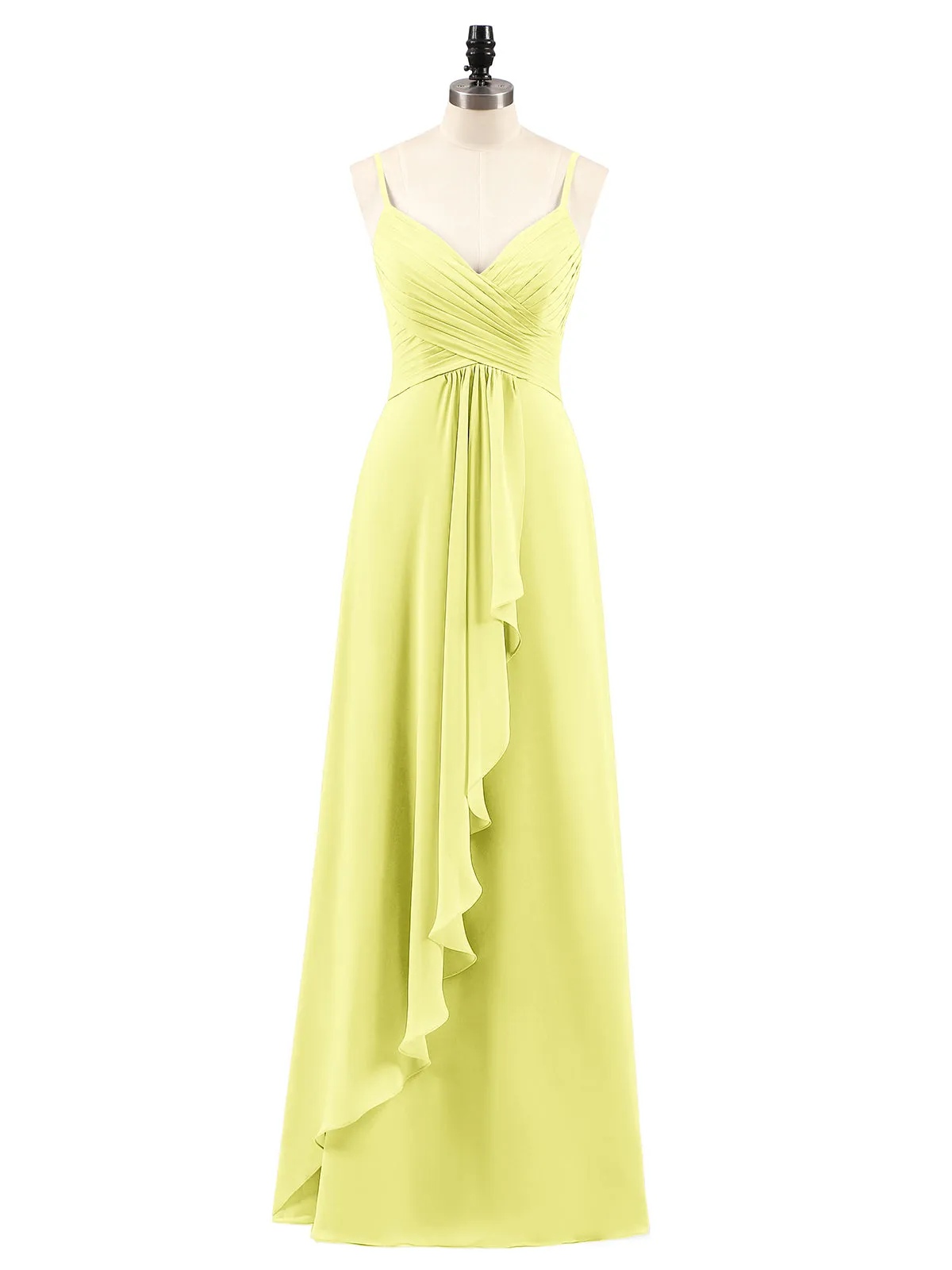 Chiffon Bridesmaid Dresses with Cascade Skirt-Daffodil Plus Size