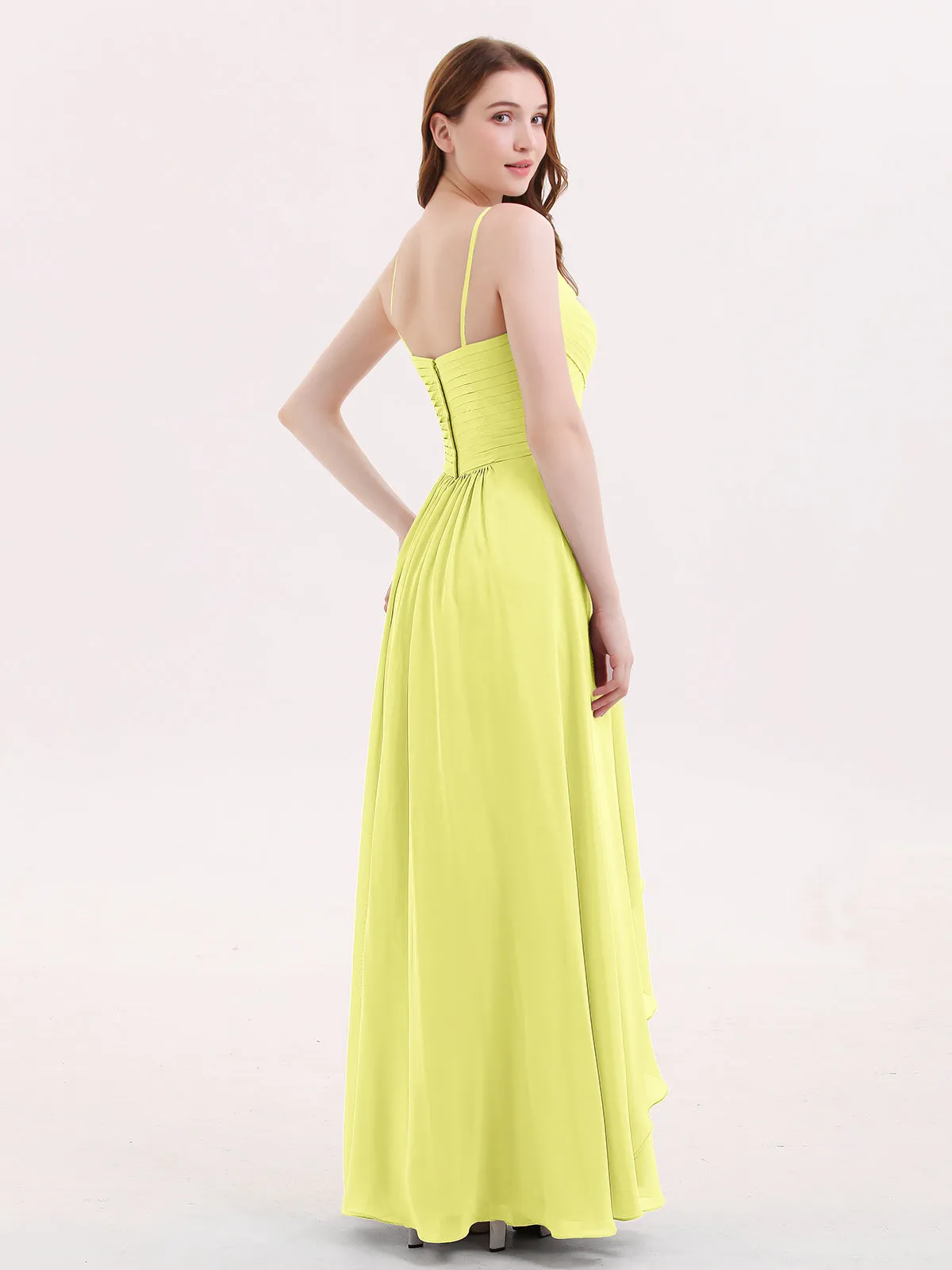 Chiffon Bridesmaid Dresses with Cascade Skirt-Daffodil Plus Size