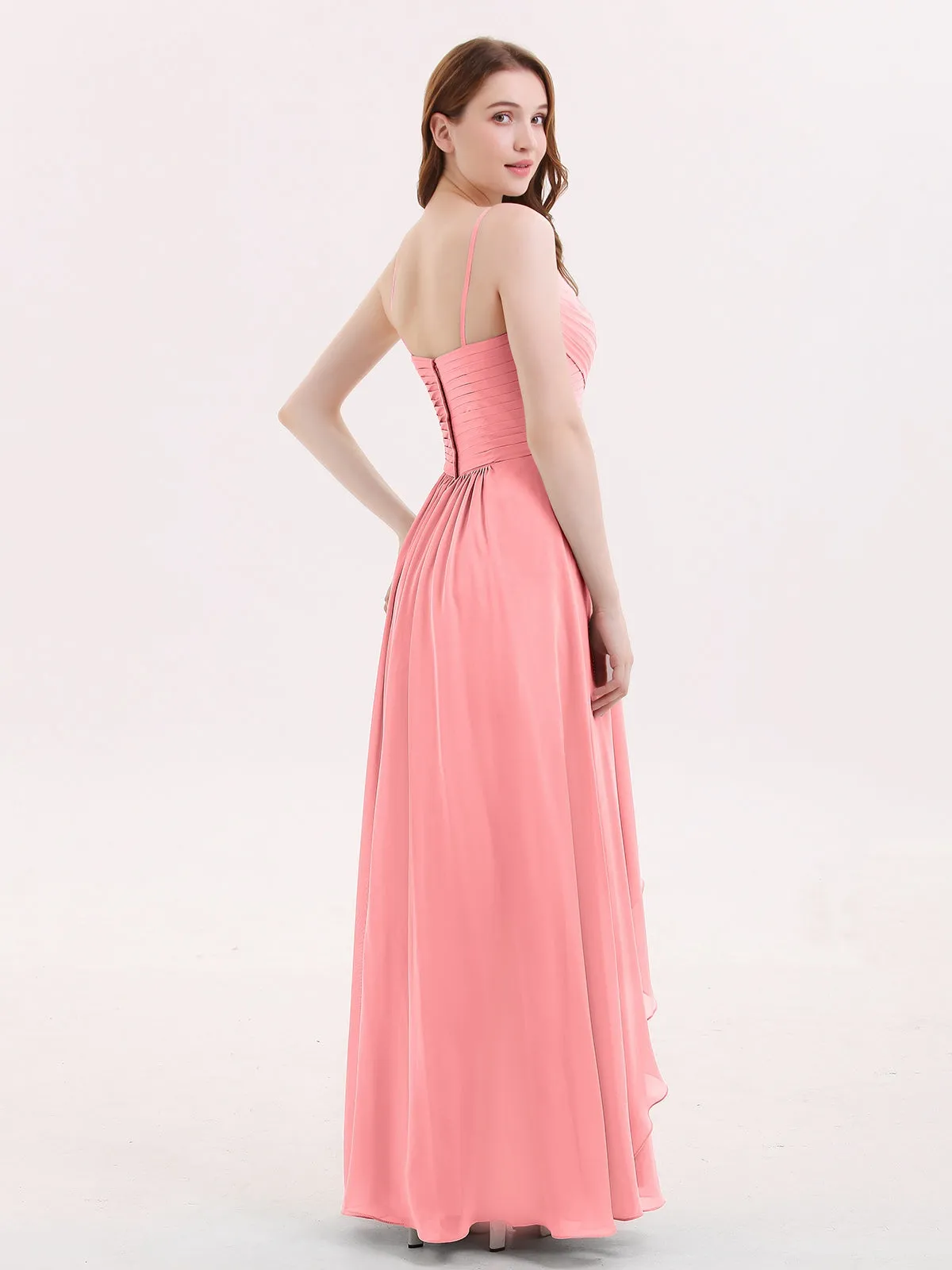 Chiffon Bridesmaid Dresses with Cascade Skirt-Flamingo Plus Size
