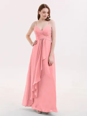 Chiffon Bridesmaid Dresses with Cascade Skirt-Flamingo Plus Size