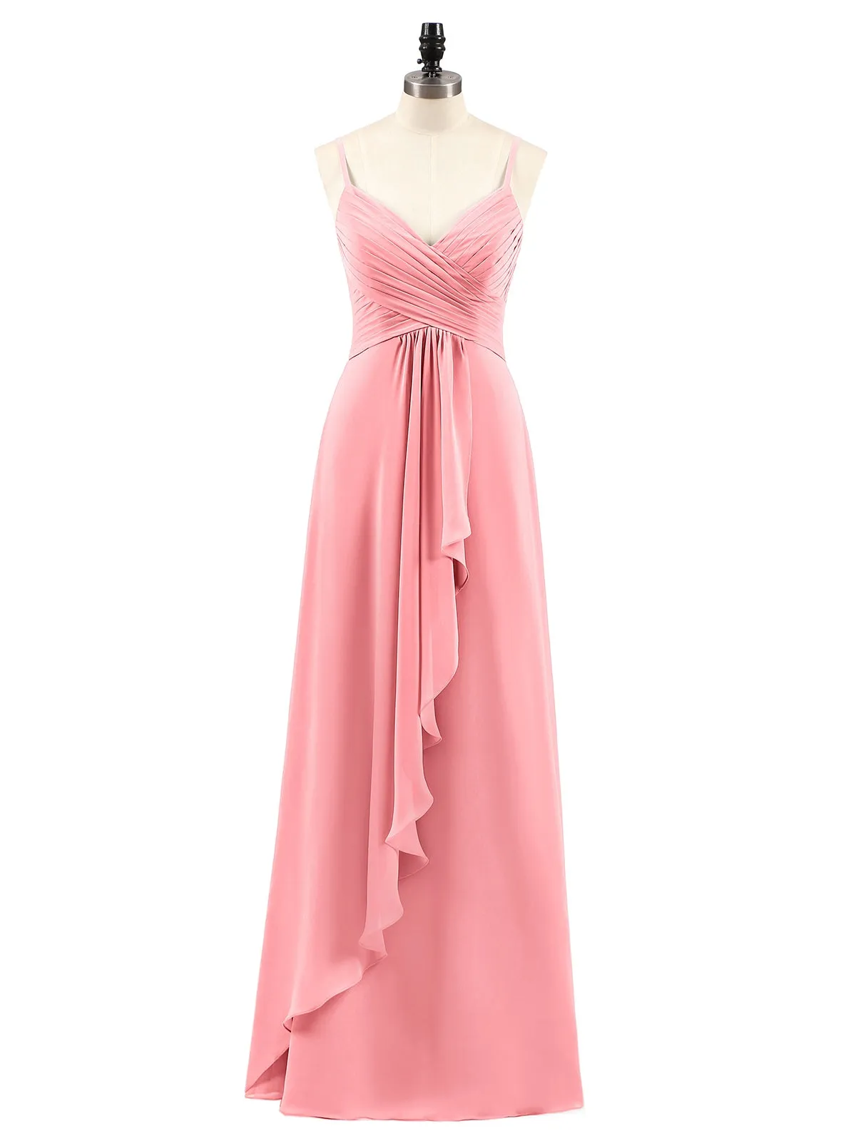 Chiffon Bridesmaid Dresses with Cascade Skirt-Flamingo Plus Size