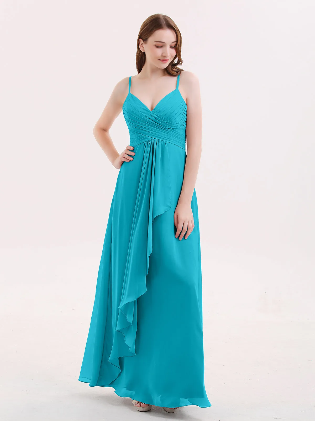 Chiffon Bridesmaid Dresses with Cascade Skirt-Jade Plus Size
