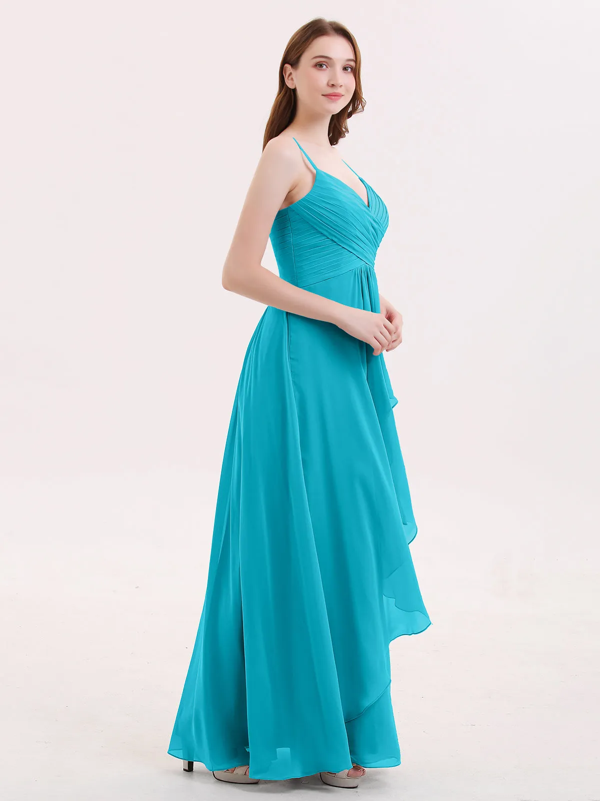 Chiffon Bridesmaid Dresses with Cascade Skirt-Jade Plus Size