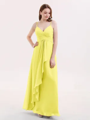 Chiffon Bridesmaid Dresses with Cascade Skirt-Lemon Plus Size