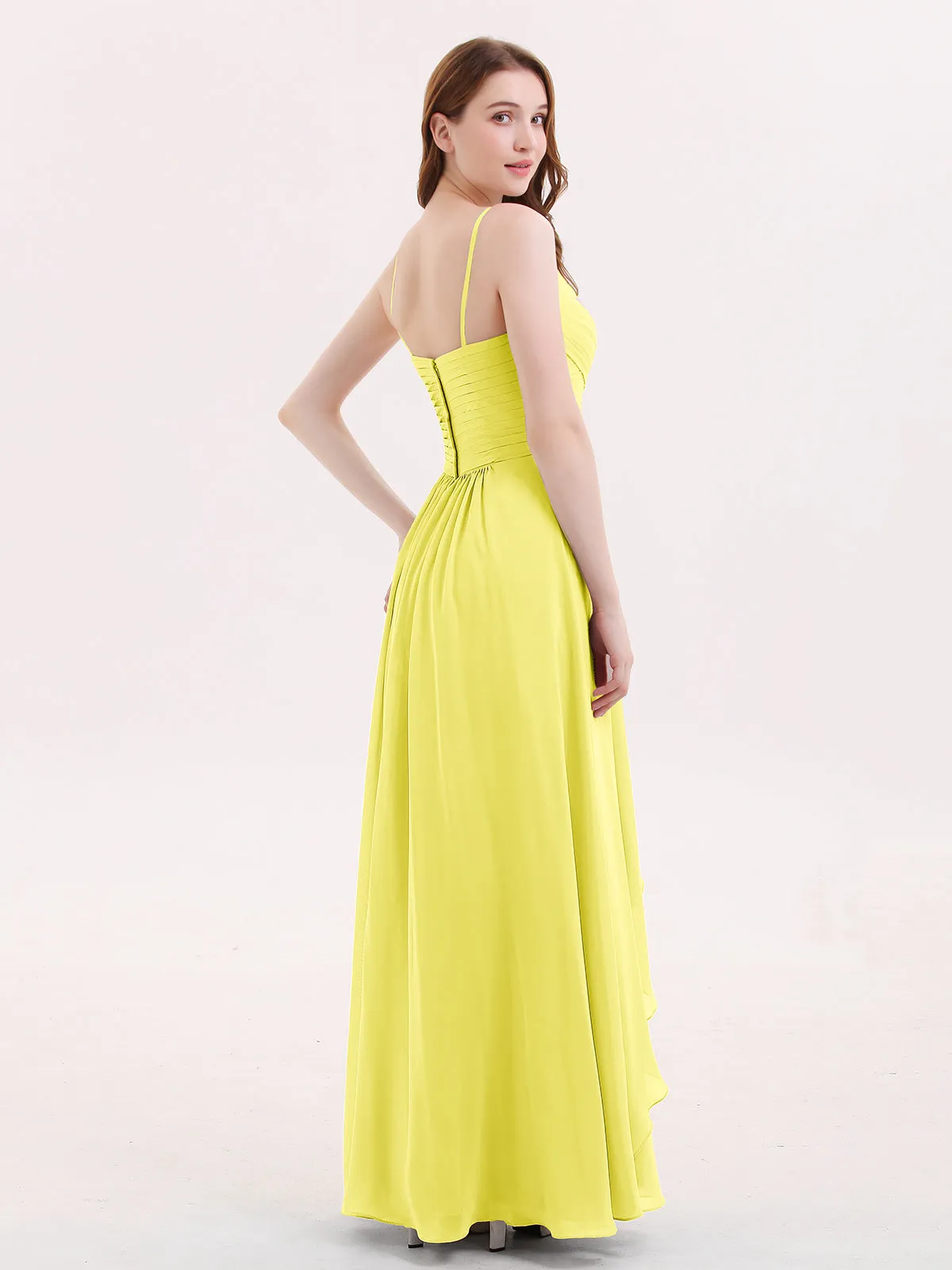 Chiffon Bridesmaid Dresses with Cascade Skirt-Lemon Plus Size