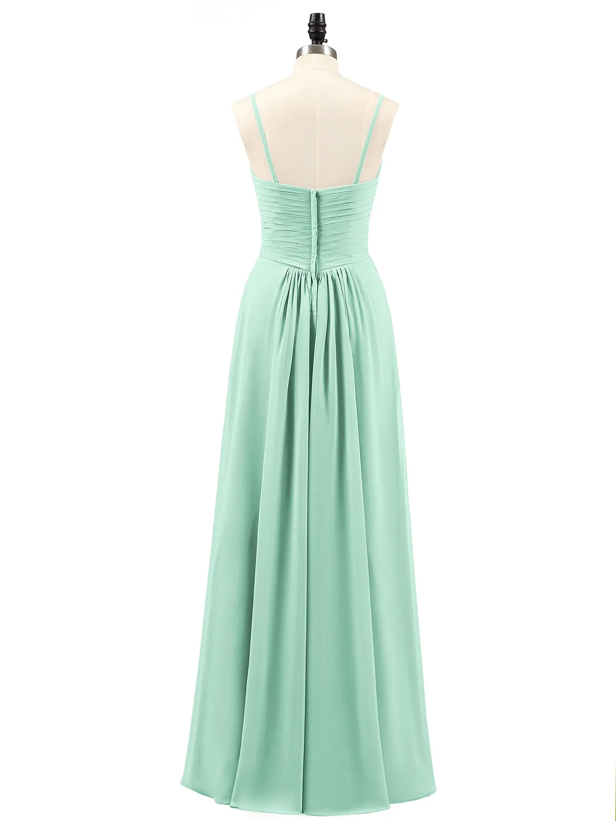 Chiffon Bridesmaid Dresses with Cascade Skirt-Mint Green Plus Size