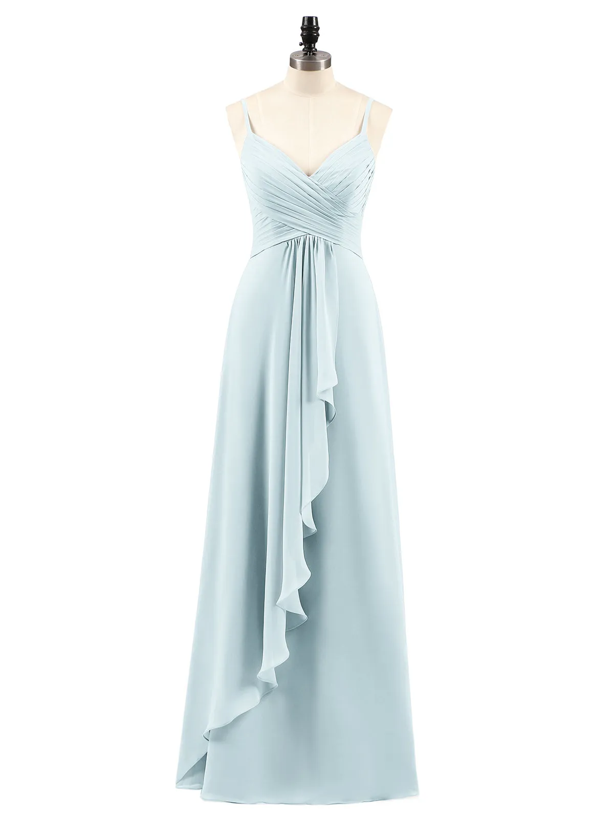 Chiffon Bridesmaid Dresses with Cascade Skirt-Mist