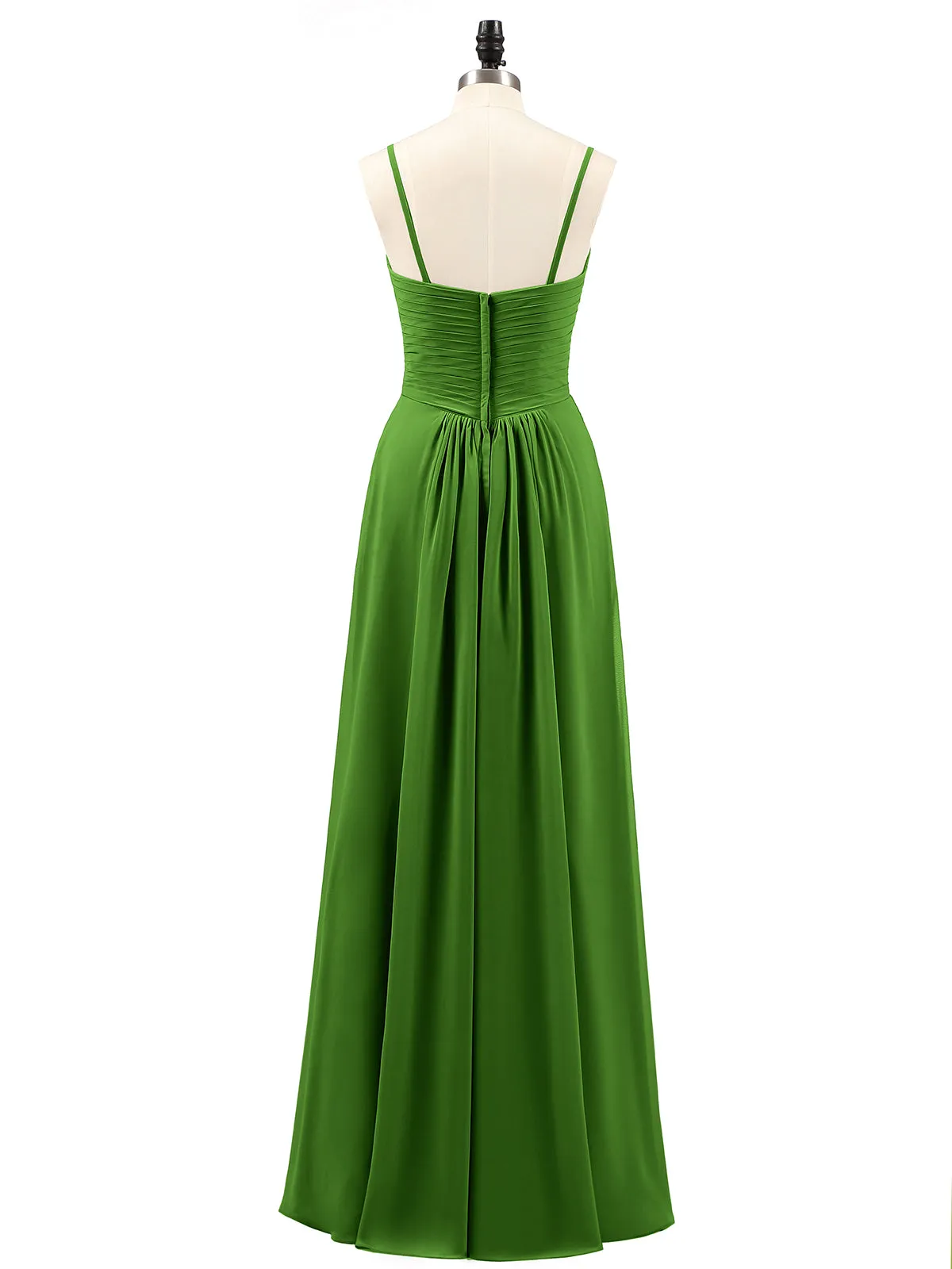 Chiffon Bridesmaid Dresses with Cascade Skirt-Moss Plus Size