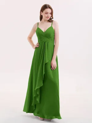 Chiffon Bridesmaid Dresses with Cascade Skirt-Moss Plus Size