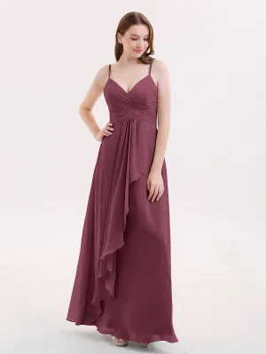 Chiffon Bridesmaid Dresses with Cascade Skirt-Mulberry Plus Size