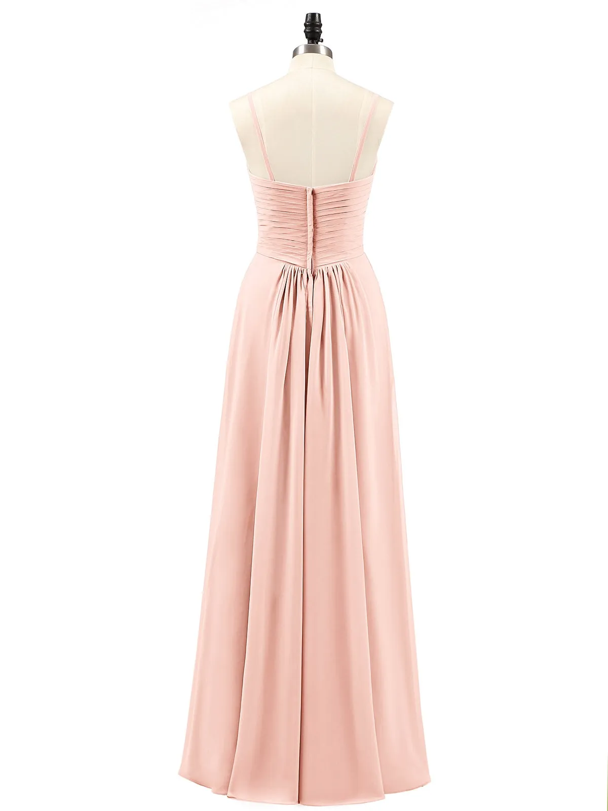 Chiffon Bridesmaid Dresses with Cascade Skirt-Pearl Pink Plus Size