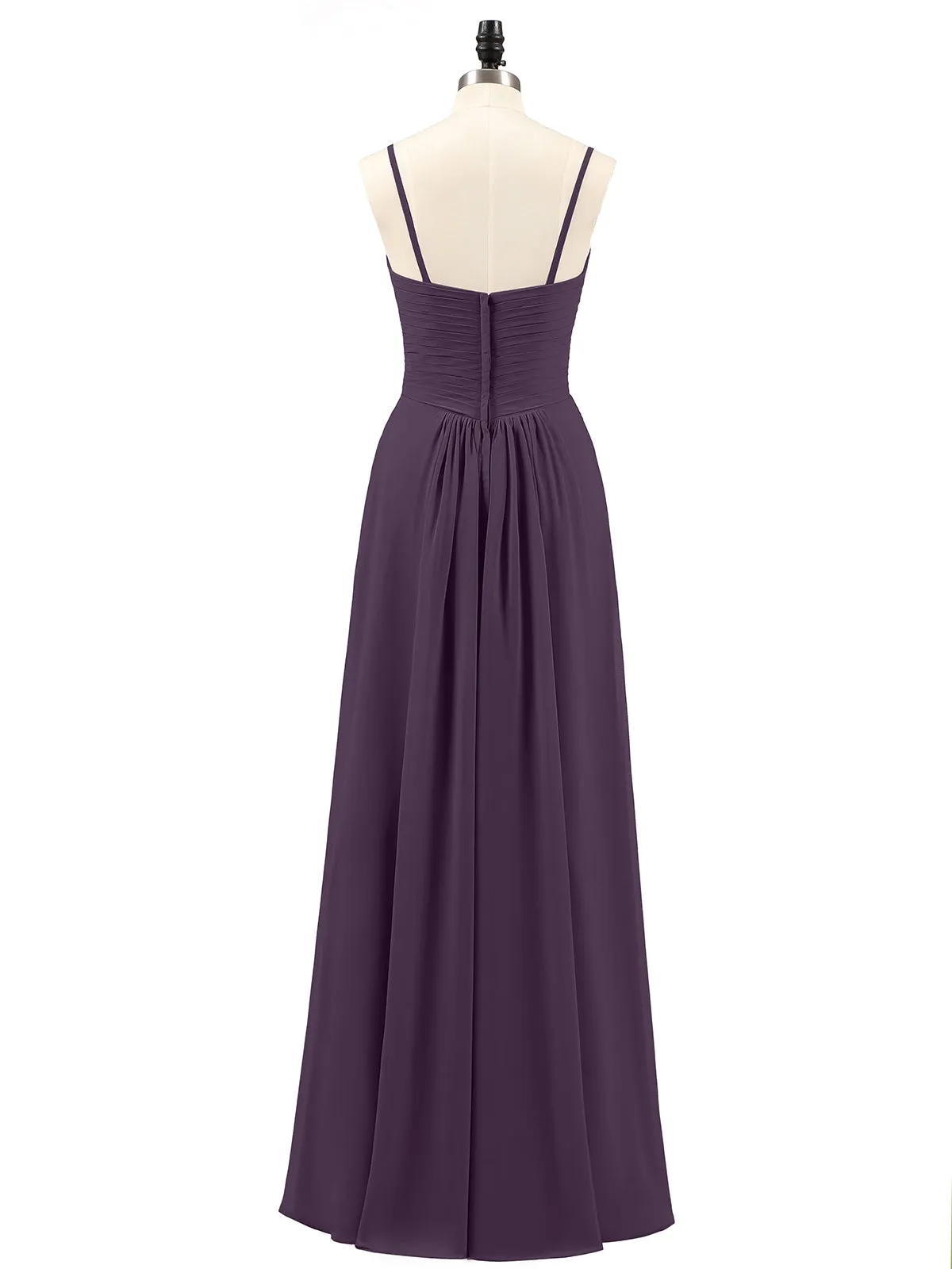 Chiffon Bridesmaid Dresses with Cascade Skirt-Plum Plus Size