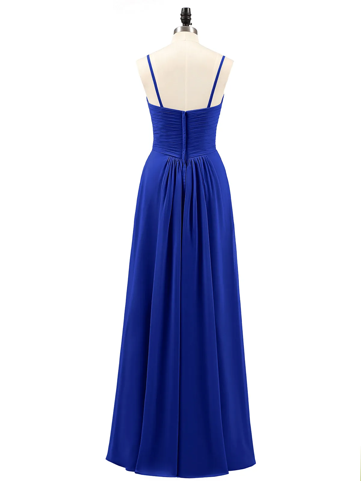 Chiffon Bridesmaid Dresses with Cascade Skirt-Royal Blue Plus Size