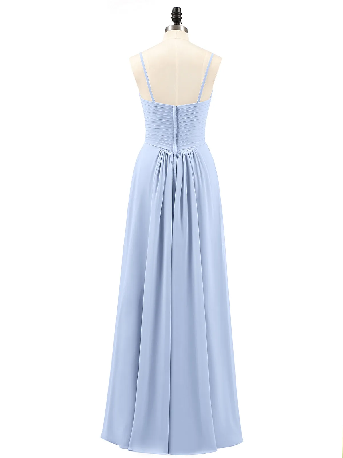Chiffon Bridesmaid Dresses with Cascade Skirt-Sky Blue Plus Size
