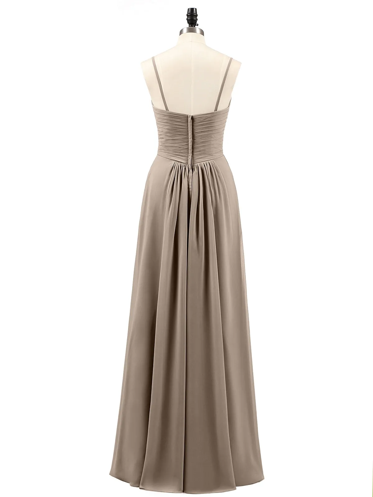Chiffon Bridesmaid Dresses with Cascade Skirt-Taupe  Plus Size