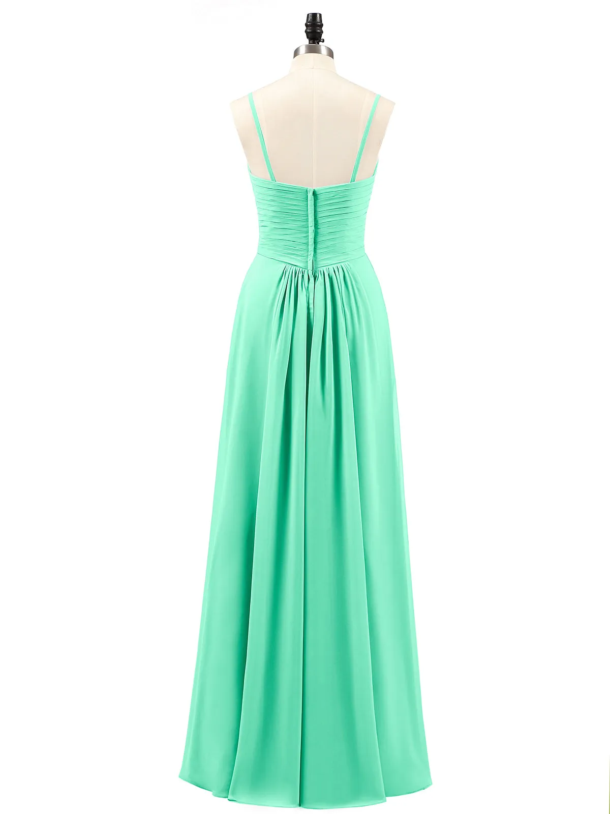 Chiffon Bridesmaid Dresses with Cascade Skirt-Turquoise Plus Size